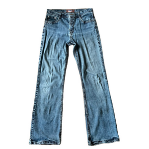 SANTANA classic blue jeans, expertly worn in and distressed, size 31